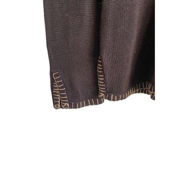 Neimen Marcus Women Tunic Sweater L Brown Embroider Trim Boho Retro Hippie Beach - Picture 9 of 11